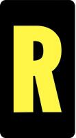 21KF78 Letter Card, R, 1In, Yllw/Blk, PK 100