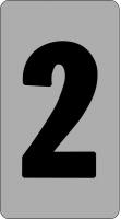 21KF89 Number Card, 2, 1In, Blk/Slvr, PK 100