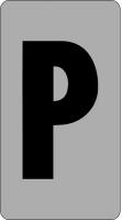 21KG13 Letter Card, P, 1In, Blk/Slvr, PK 100