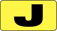 21KG79 Letter Card, J, 5/8In, Yllw/Blk, PK 100