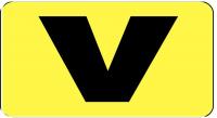 21KG91 Letter Card, V, 5/8In, Yllw/Blk, PK 100