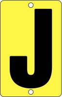 21KJ24 Letter Card, J, 2In, Yllw/Blk, PK 25