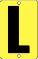 21KJ26 Letter Card, L, 2In, Yllw/Blk, PK 25
