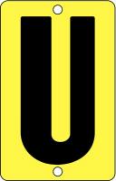 21KJ35 Letter Card, U, 2In, Yllw/Blk, PK 25