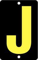 21KJ60 Letter Card, J, 2In, Blk/Slvr, PK 25