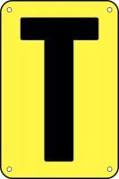 21KK79 Letter Card, T, 3In, Blk/Yllw, PK 25