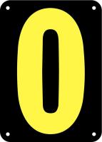 21KK86 Number Card, 0, 3In, Blk/Yllw, PK 25