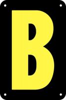 21KK97 Letter Card, B, 3In, Blk/Yllw, PK 25