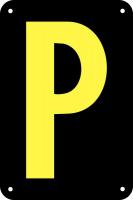 21KL12 Letter Card, P, 3In, Blk/Yllw, PK 25