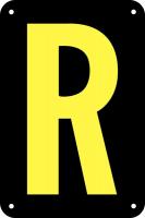 21KL14 Letter Card, R, 3In, Blk/Yllw, PK 25