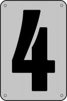 21KL27 Number Card, 4, 3In, Blk/Slvr, PK 25