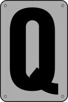 21KL49 Letter Card, Q, 3In, Blk/Slvr, PK 25