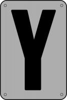 21KL57 Letter Card, Y, 3In, Blk/Slvr, PK 25