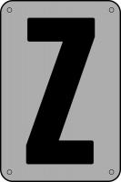 21KL58 Letter Card, Z, 3In, Blk/Slvr, PK 25