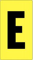 21KM10 Letter Card, E, 1In, Yllw/Blk, PK 100