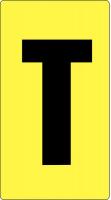 21KM25 Letter Card, T, 1In, Yllw/Blk, PK 100