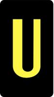 21KM62 Letter Card, U, 1In, Yllw/Blk, PK 100