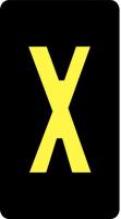 21KM65 Letter Card, X, 1In, Yllw/Blk, PK 100