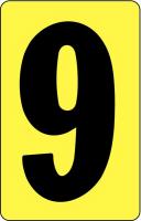 21KP95 Number Card, 9, 2In, Yllw/Blk, PK 25