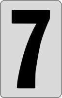 21KR66 Number Card, 7, 2In, Blk/Slvr, PK 25