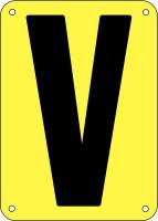 21KT63 Letter Card, V, 3In, Yllw/Blk, PK 25