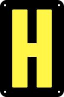 21KT85 Letter Card, H, 3In, Yllw/Blk, PK 25
