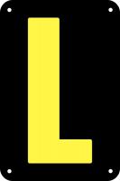 21KT89 Letter Card, L, 3In, Yllw/Blk, PK 25