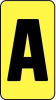 21KU87 Letter Card, A, 1In, Yllw/Blk, PK 100