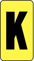 21KU97 Letter Card, K, 1In, Yllw/Blk, PK 100