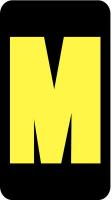 21KV36 Letter Card, M, 1In, Yllw/Blk, PK 100
