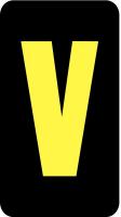 21KV45 Letter Card, V, 1In, Yllw/Blk, PK 100