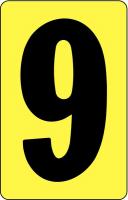 21KX77 Number Card, 9, 2In, Blk/Yllw, PK 25