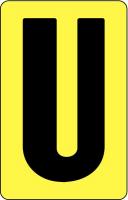 21KX98 Letter Card, U, 2In, Blk/Yllw, PK 25