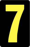 21KY12 Number Card, 7, 2In, Yllw/Blk, PK 25