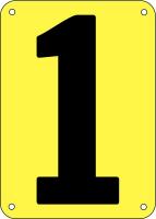 21KZ15 Number Card, 1, 3In, Yllw/Blk, PK 25