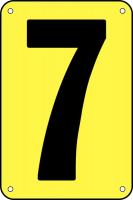 21KZ21 Number Card, 7, 3In, Yllw/Blk, PK 25