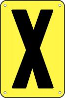 21KZ47 Letter Card, X, 3In, Yllw/Blk, PK 25