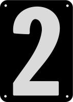 21LA25 Number Card, 2, 3In, Slvr/Blk, PK 25