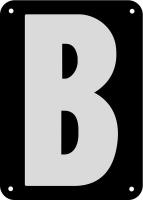 21LA34 Letter Card, B, 3In, Slvr/Blk, PK 25