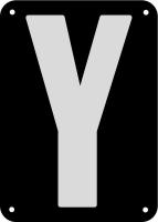 21LA57 Letter Card, Y, 3In, Slvr/Blk, PK 25