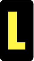 21LC17 Letter Card, L, 1In, Yllw/Blk, PK 100