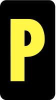 21LC21 Letter Card, P, 1In, Yllw/Blk, PK 100