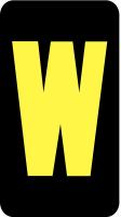 21LC28 Letter Card, W, 1In, Yllw/Blk, PK 100