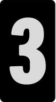 21LC71 Number Card, 3, 1In, Slvr/Blk, PK 100