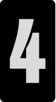 21LC72 Number Card, 4, 1In, Slvr/Blk, PK 100
