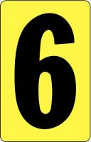 21LE56 Number Card, 6, 2In, Blk/Yllw, PK 25