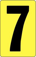 21LE57 Number Card, 7, 2In, Blk/Yllw, PK 25