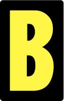 21LE97 Letter Card, B, 2In, Yllw/Blk, PK 25