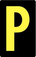 21LF12 Letter Card, P, 2In, Yllw/Blk, PK 25