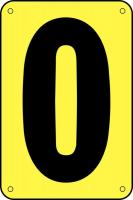 21LF95 Number Card, 0, 3In, Blk/Yllw, PK 25